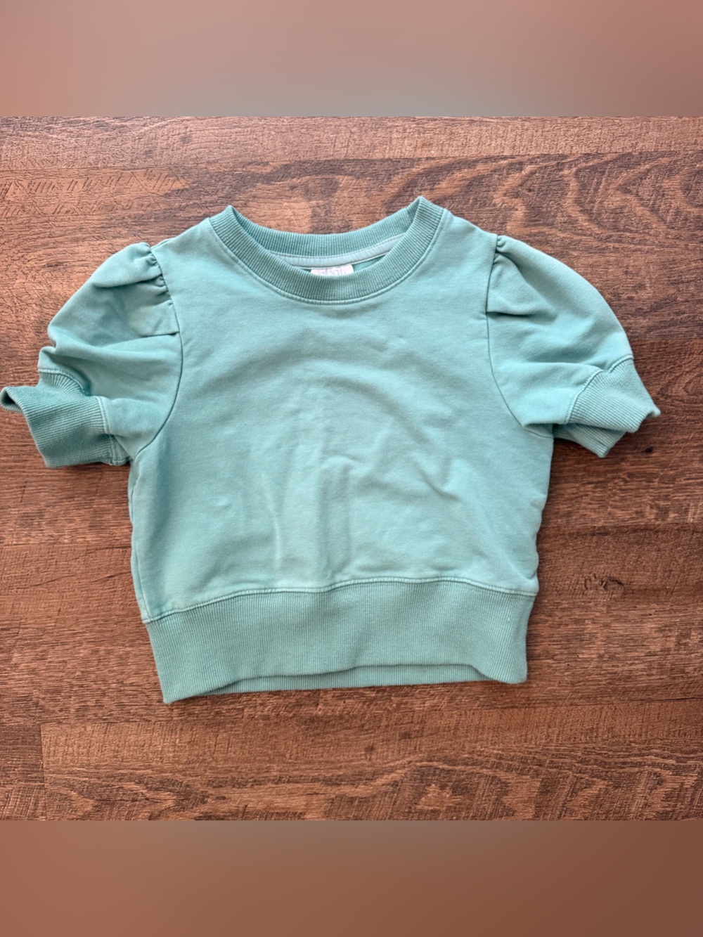 PLEAT Girls' Puff Sleeve Sweatshirt - Teal Green